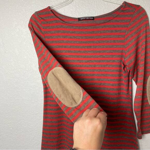 HIP Brown & Orange Striped Straight Neck Top Size M - Picture 5 of 6